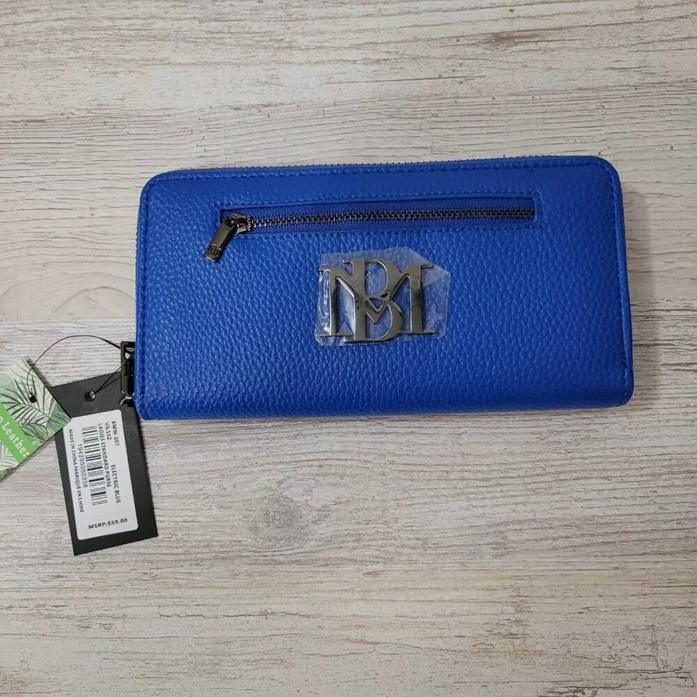 NWT Electric Blue Badgley Mischka Wallet Pebble Faux Leather BMW-007 MSRP $59